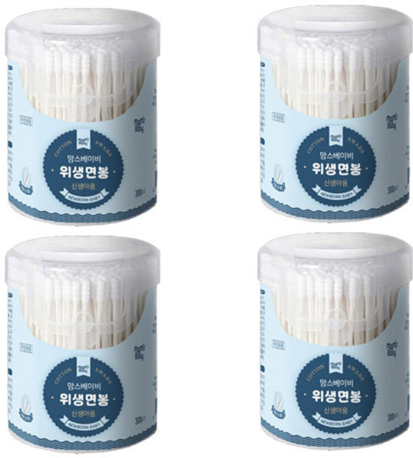 맘스베이비 위생면봉 신생아용, 300개입, 4개