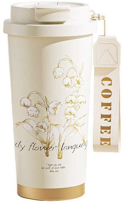 엠토이 릴리 스테인리스 스틸 보온 텀블러, 화이트, 1개, 530ml