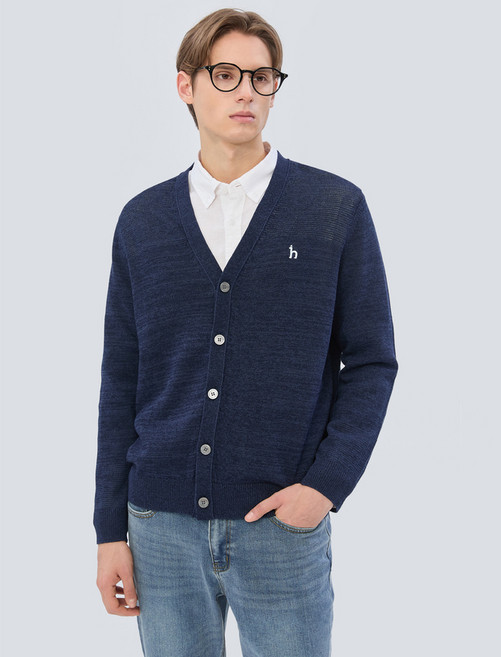 25SS [스테디셀러] 네이비 짜임 면혼방 가디건 WHSW5B202N2