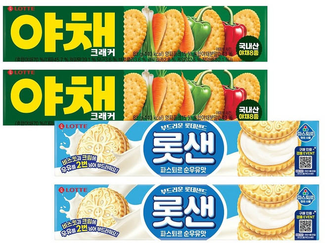 롯샌 파스퇴르 순우유맛 105g+야채크래커 83g, 1세트, 376g