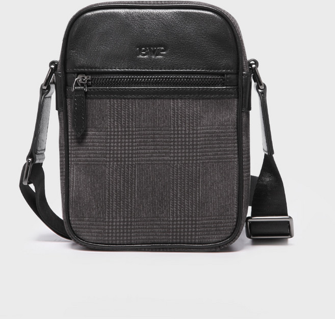 BVP 글렌 체크 디자인 천연소가죽 크로스백 X8008