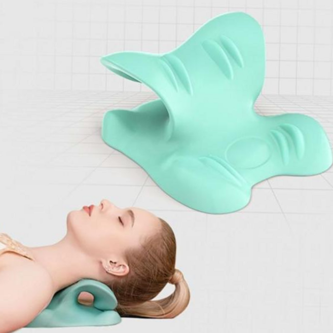 ko_ea_626 휴대용 거북목 일자목 스트레칭 견인 교정 기구 베개 목스트레칭 바른자세 경추스트레칭 경추베개 목스트레칭기구, 그레이