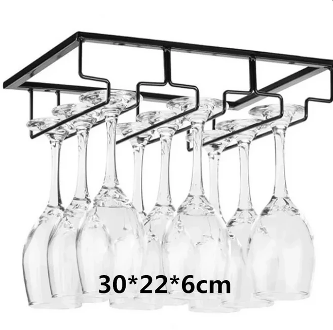 쿠쿠스토어 창의적인 와인잔 컵 홀더 단조 철제 주방 거꾸로 놓는 정리대 바 가정 캐비닛 걸이, 04 4 slot, 01 China Mainland