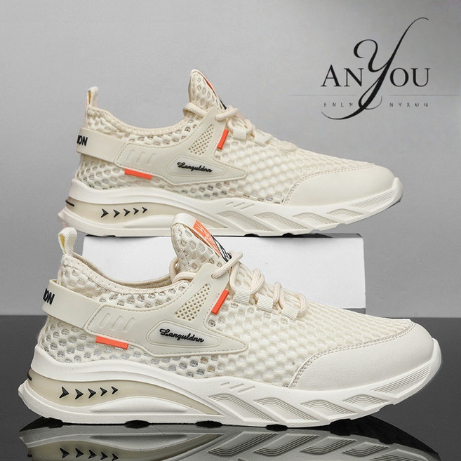 ANYOU 남성 여름 통기성 조깅화 편안한 매쉬 운동화