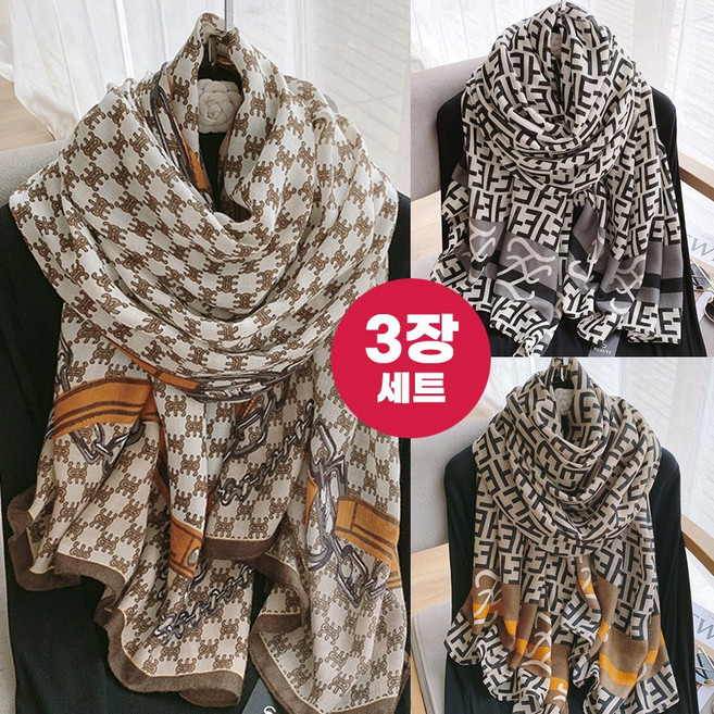 1+1+1 허블리 여성 부드러운 스퀘어 롱 스카프 머플러