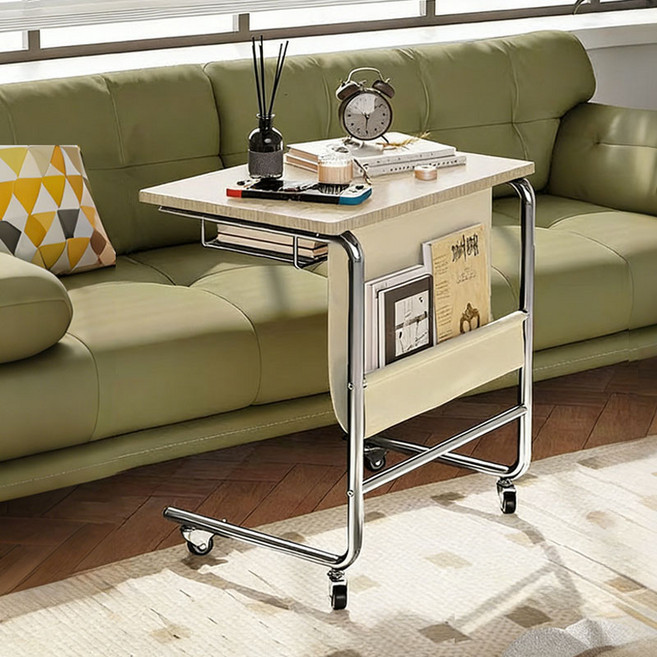 New World 이동식 테이블 소파 사이드테이블, 화이트