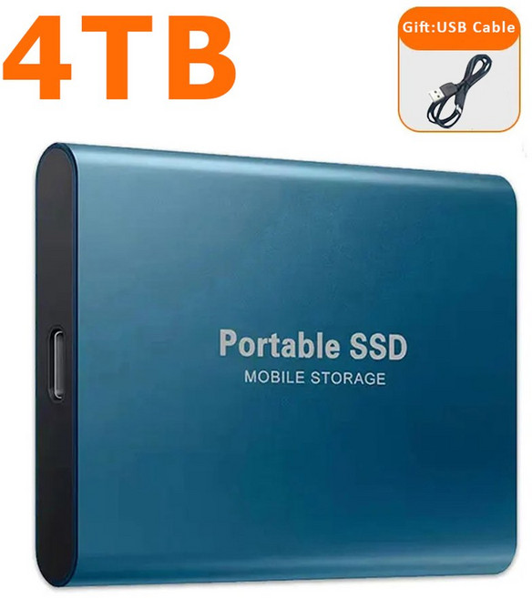 고속 외장 SSD PC 장치 저장 하드 2TB 4TB 30TB TYPE MAC용 USB 디스크 노트북, 4TB Blue