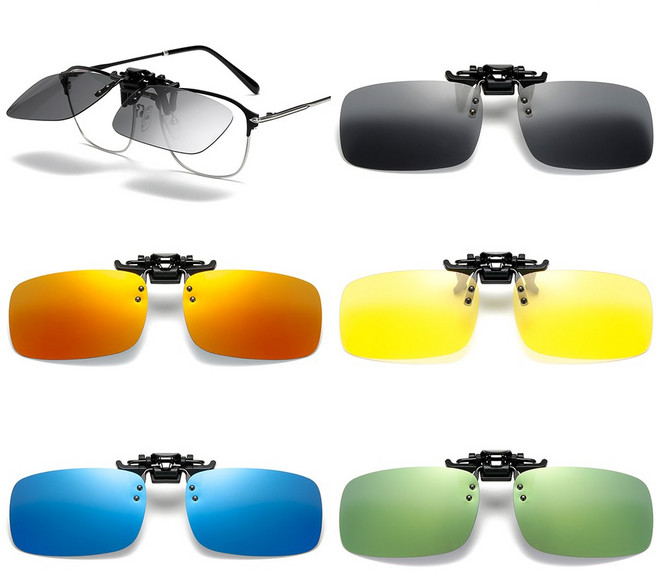 편광 미러 클립 선글라스 플립업 UV코팅, 실버미러, 1개