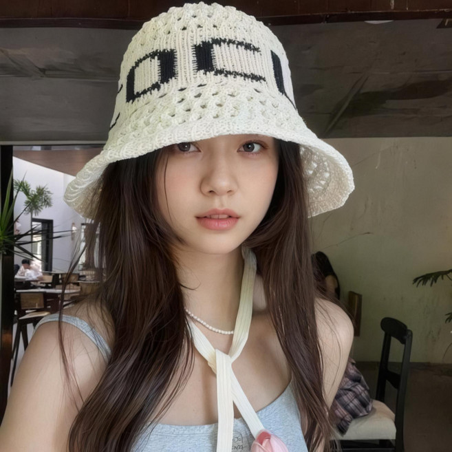 럭슨 자외선 차단 니트 버킷햇