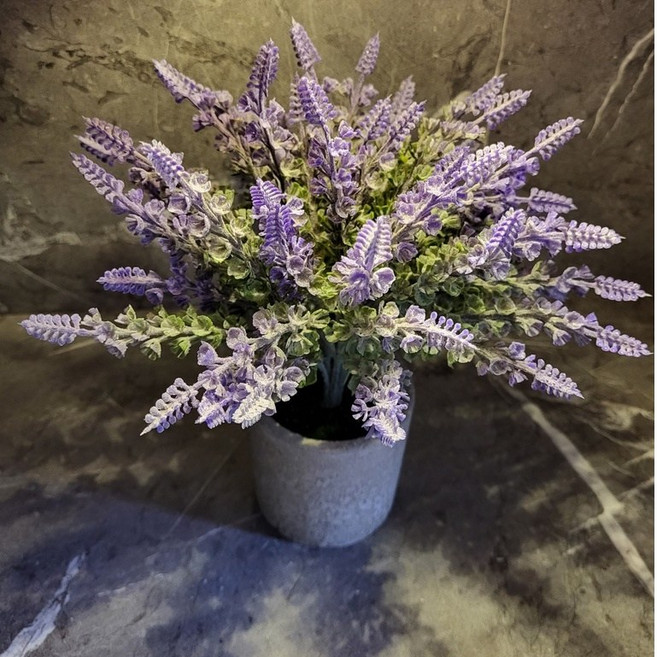 仿真植物 假花盆栽 人造花 室內盆栽 假植物 永生花盆栽 人造植物 薰衣草 北歐風裝飾, 1個, 紫色掛霜薰衣草盆栽