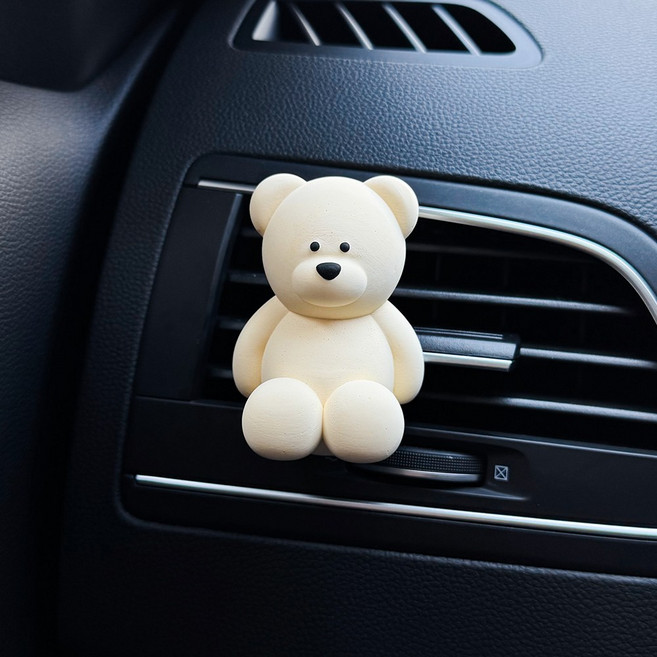 앤티키 컬러베어 5컬러 차량용 석고 방향제 고급 차디퓨저 고체 인테리어소품 집들이선물, 옐로우+블랙체리(10ml), 1세트