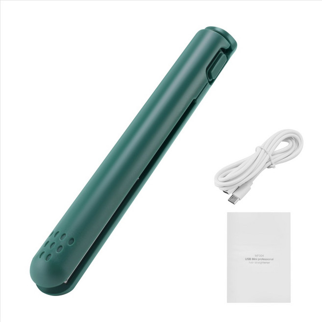 USB 케이블 미니 휴대용 헤어 스트레이트 스트레이트너 래 스트레이트 및 컬링 듀얼 사용 컬링 아이언을위한 Green, 녹색