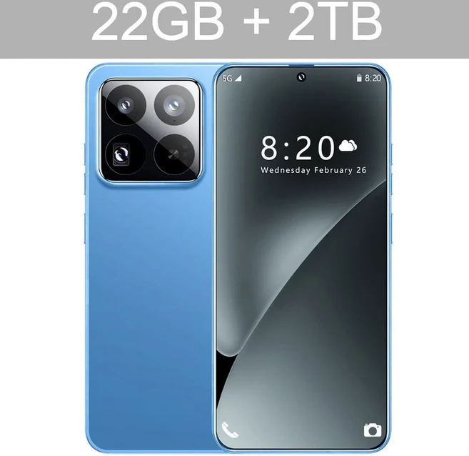 2025년형 최신형 패드 태블릿 PC 14T Pro 22GB+2TB 안드로이드 7.0인치 HD 4K 4G 5G 듀얼심 카드 8000mAh, 04 Blue 22GB 2TB
