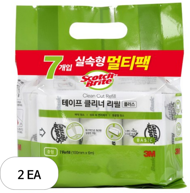 스카치브라이트 실속형 테이프 클리너 플러스 7p 세트 리필, 2개