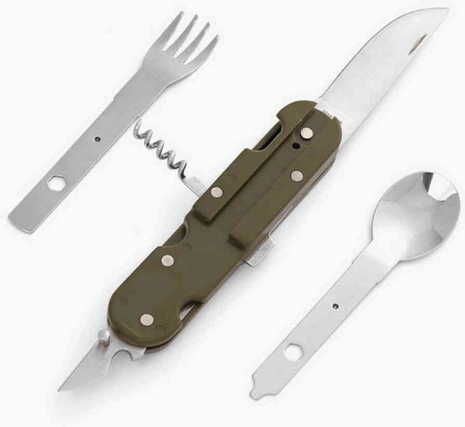 도매토피아 휴대용 수저세트, 그린, 케이스 + 수저 + 실리콘 슬롯, 1세트