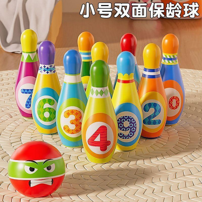 兒童保齡球玩具 PU軟綿靜音, 1個, PU軟綿/加厚靜音 大號10瓶+1保齡