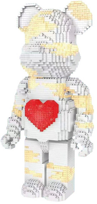 [알꿀밤-나노블럭-베어] YK빅 흰색 하트 베어 무드등, 1개