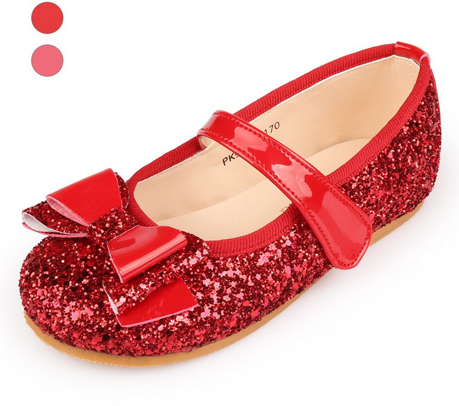 페이퍼플레인키즈 여아용 글리터 리본 구두