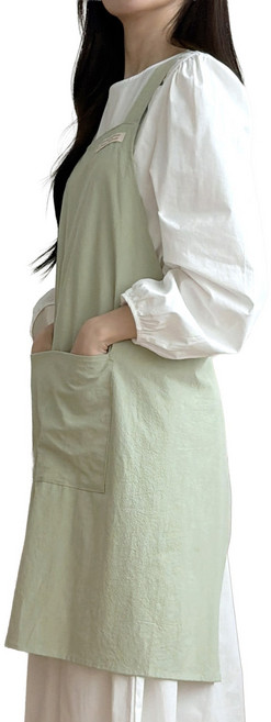 두리앤고 와이드스트랩 카페 원피스 앞치마 생활방수, 1개, 라이트 그린