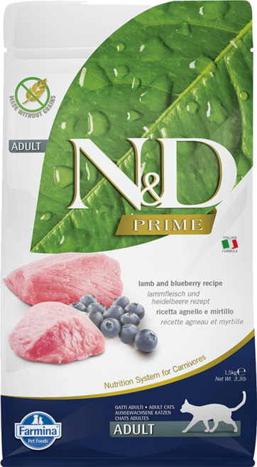 Farmina N&D PRIME 羊肉藍莓配方 全齡貓無穀飼料, 1.5kg, 1個, 羊肉