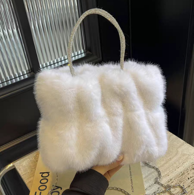큐빅핸드 퀄팅 밍크가방 밍크퍼 털가방 핸드백 크로스백