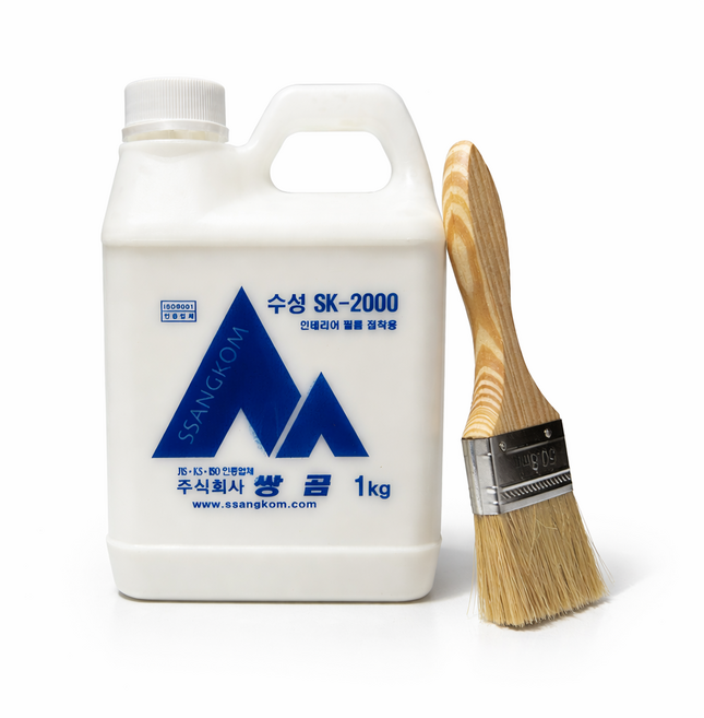 최강집수리 쌍곰1kg+붓1개 인테리어 필름 시트지 수성프라이머 보수 시공용 프라이머 친환경 1kg, 쌍곰 수성 SK-2000 수성프라이머 1kg, 1