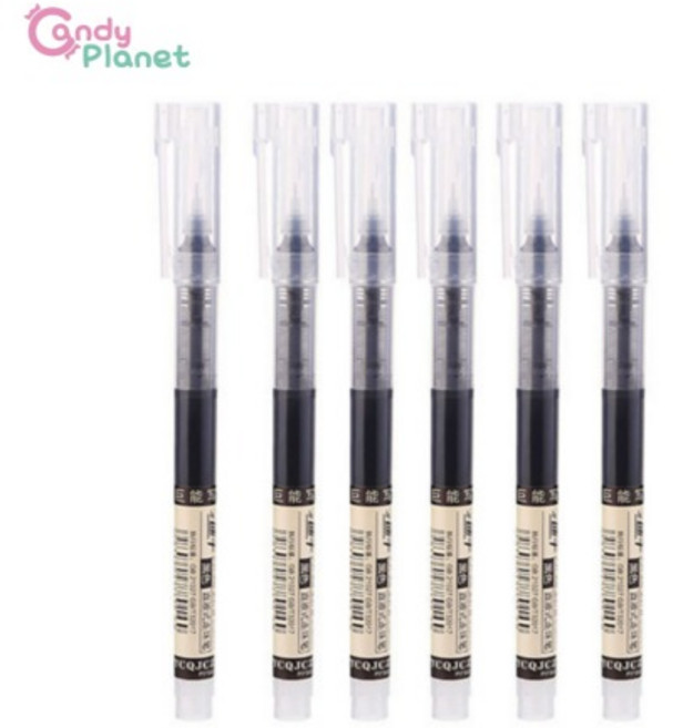 캔디픒래닛 6개 블랙 젤펜 볼펜 잉크 필기구 0.5mm, [ET056] 6개입 잉크펜(블랙), 1세트