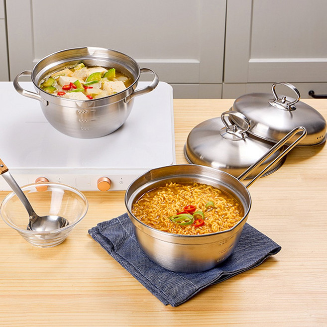 국내생산 인덕션겸용 계량 양수 편수냄비 18cm/국내생산/계량/눈금/인덕션 겸용/양쪽물코/스테인리스스틸, 계량편수냄비18cm, 1개