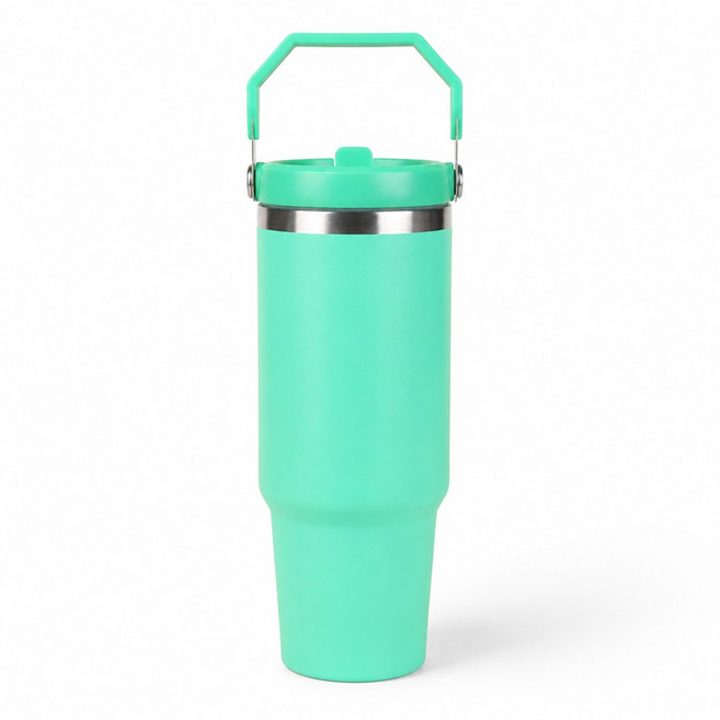 레디박스 핸들 대용량 텀블러 스텐 304 보온보냉 차량용 손잡이 텀블러, 1개, 900ml, 그린