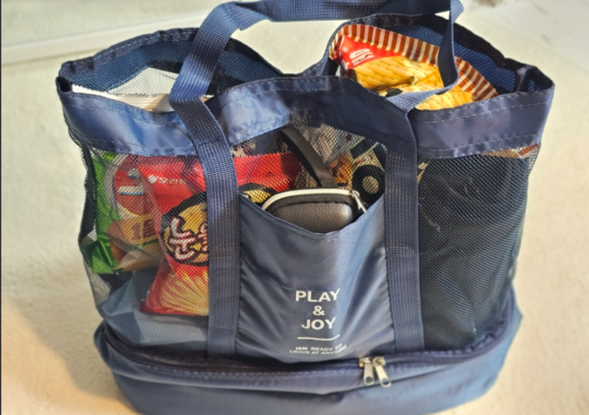 LIVEON 메쉬 아이스 보냉 분리수납 다용도 확장형 비치백 LIV01A