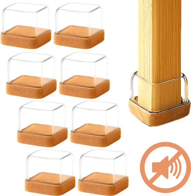 스마일플로우 평화로운 층간 소음 방지 긁힘 없는 의자 발커버, 브라운, 8개