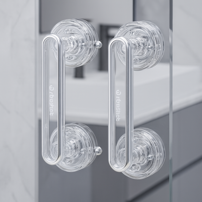 유니팡 무타공 고급 유리문 욕실 냉장고 가구 안전 손잡이, 투명, 2개
