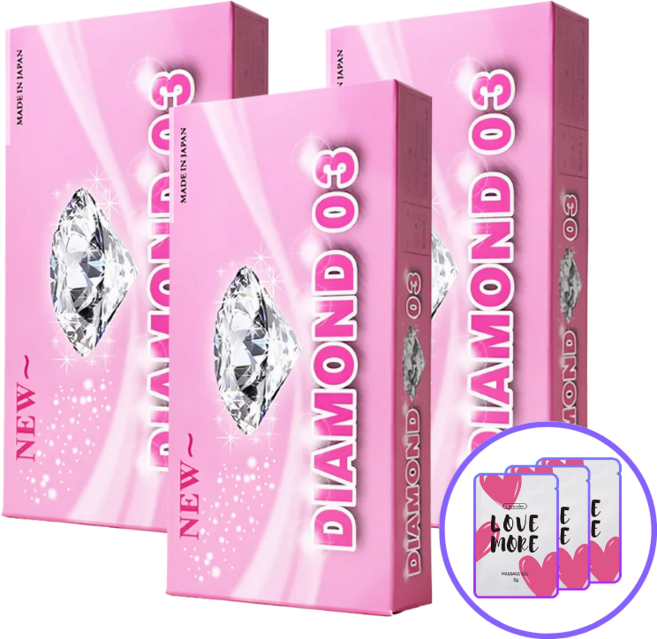 나가니시 다이아몬드03 극초박형 콘돔 + 라벤더 마사지 젤, 3세트, 10개입