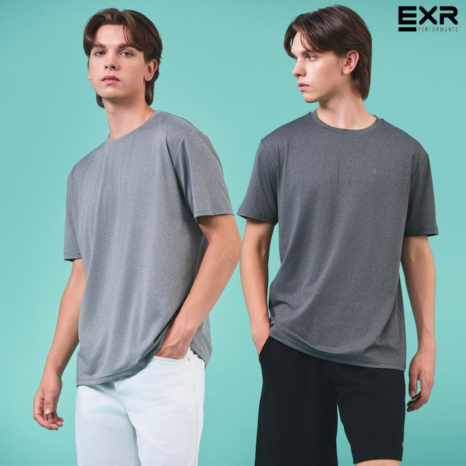 [EXR] 25SS 올라운드 남성 라운드 티셔츠 1+1 멜란지그레이+다크그레이