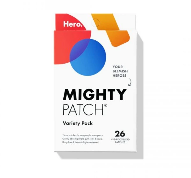 Mighty Patch 히어로 코스메틱의 마이티 패치 버라이어티 팩 지트와 잡티 커버하는 하이드로콜로이드 여드름 얼굴 피부 스팟 스티커 스킨케어 26 ct, 26 Count - 쿠팡
