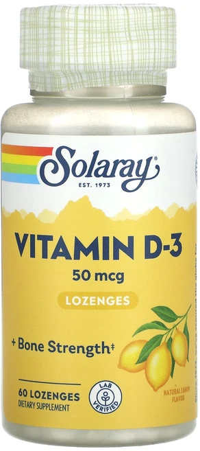 Solaray 비타민D-3 사탕 정제 레몬 향 50mcg 사탕 정제 60정, Solaray비타민D3사탕정제레몬향50mcg사탕정제60, 1개 - 쿠팡