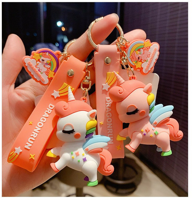 유니콘 키링 핑크 화이트 민트 퍼플 자동차 키홀더 가방키링, 1개, 그린