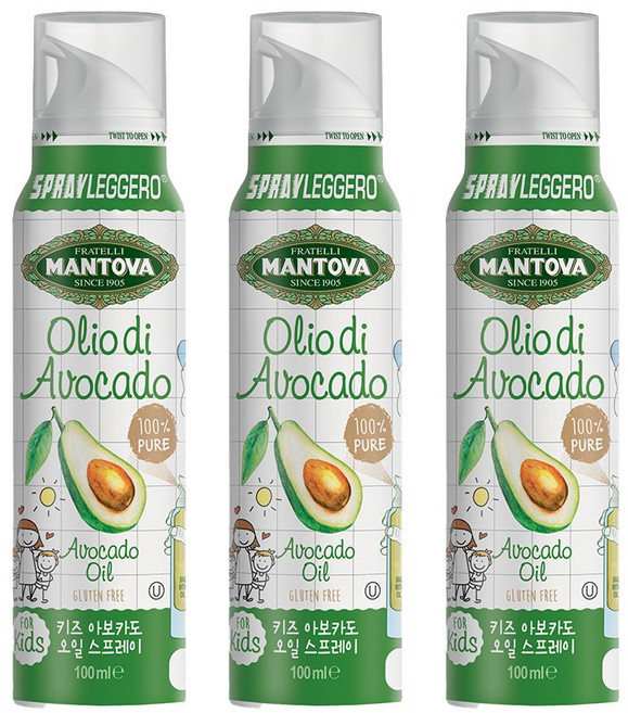 만토바 키즈 오일 스프레이, 아보카도, 100ml, 3개