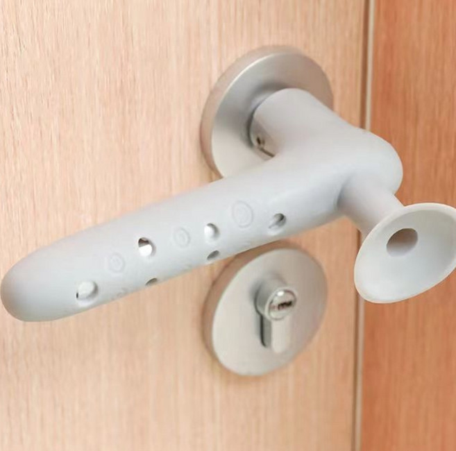 문손잡이커버 실리콘 정전기방지 문고리 보호쿠션 충격흡수 T자형 문콕방지 2P, 그레이