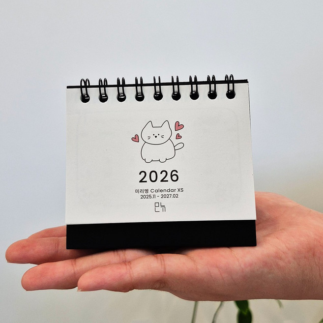 2026 모뉴 미리멩 캘린더 XS (미니달력 휴대용 차량용 일러스트 캐릭터 메모 업무 사무실 스케줄러 귀여운 탁상달력), 1개
