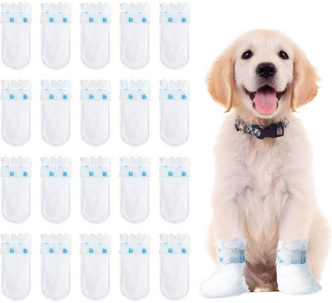 일회용 강아지 신발 일회용 산책 신발 발보호 양말 20매1세트 CWFSJT, 20개, 화이트(강아지 신발)