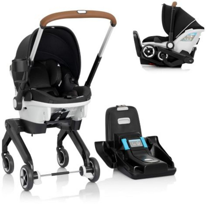 이븐플로 샤프트 듀얼라이드 유아용 카시트 유모차 콤보 오팔, Onyx Black, Gold Shyft DualRide with Carry