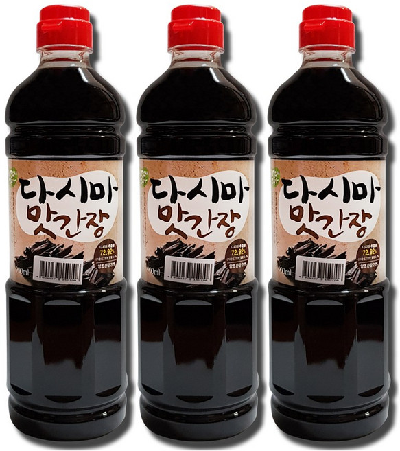 해오름바이오 자연요리연구가 기장 다시마간장900ml 3개 만능 맛간장 국 째개 무침 소스로, 900ml