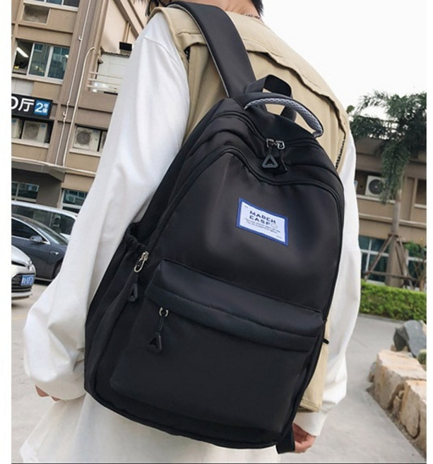 MARCH CASP 日系大容量防水後背包 學生電腦書包旅行雙肩包, A564原宿風-黑色