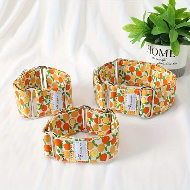 마틴아글 와이드 조절 가능한 강아지 목줄 부드러운 패턴 당김 방지 이탈리안 그레이하운드 휘핏 비주얼 헌, 01 XS（old）, 02 Orange, 1