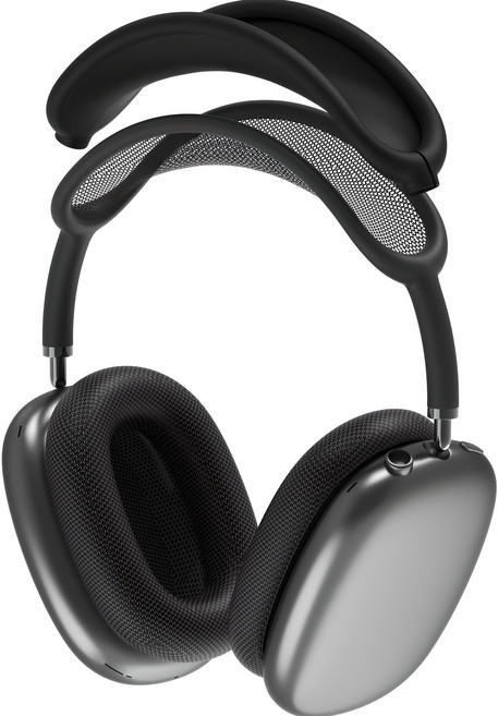 누아트 에어팟 호환 헤드 실리콘 커버, 에어팟 맥스 / 맥스2, 블랙, 1개