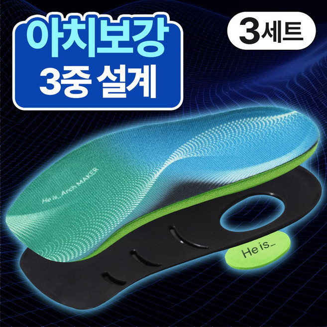 히이즈 아치메이커 기능성 깔창 아치 평발 요족 족저근막 자세 교정 자동 발 마사지 깔창
