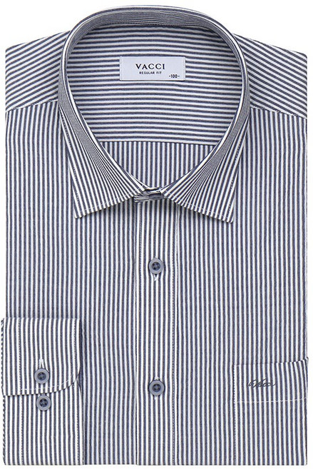 바찌 NON IRON 런던 스트라이프 써커 스판 일반핏 긴소매 셔츠 그레이 VD1O1PR520G0