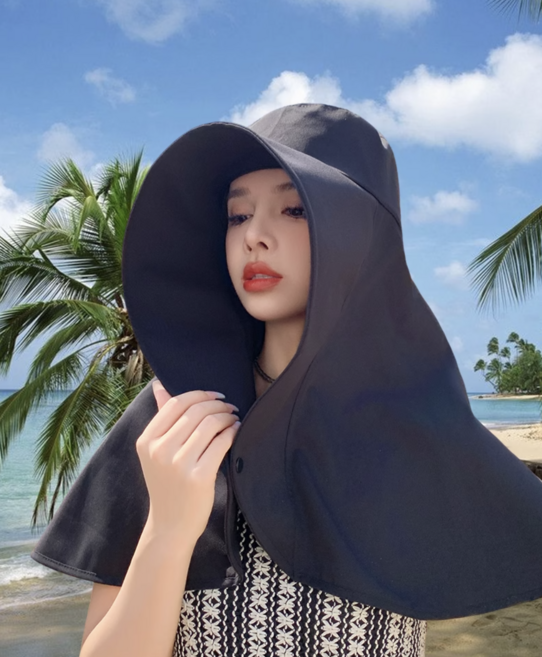 불라 자외선 차단 모자 해빛가리개 야외작업용 모자, 블랙