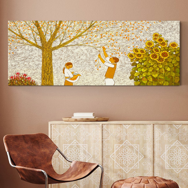 풍수 돈들어오는그림 해바라기그림 개업 선물 집들이 금전운 와이드 거실 인테리어 캔버스 그림액자 10종, 04.평화금전해바라기